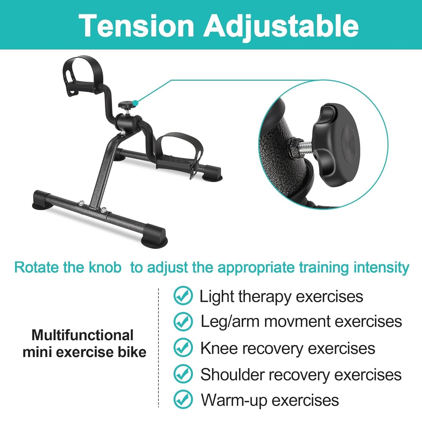 Under Desk Pedal Exerciser | Portable Mini Bike for Arm & Leg Workout