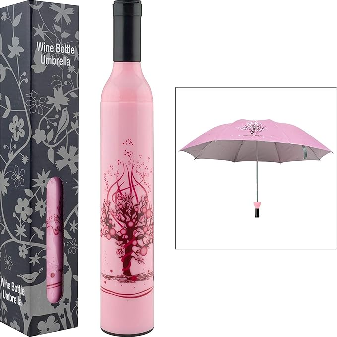 Bottle Shape Double Layer Umbrella | Windproof UV Protection Travel Umbrella (Pink)