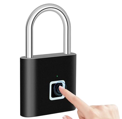 Smart Fingerprint Padlock | Rechargeable Biometric Keyless Security Lock (Black)