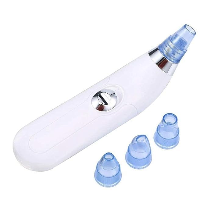 4-in-1 Electric Blackhead & Whitehead Remover Vacuum | Pore Cleaner Acne & Pimple Extraction Skin Care Device for Men & Women (White)