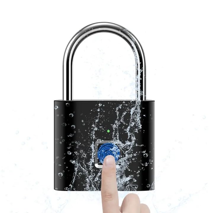 Smart Fingerprint Padlock | Rechargeable Biometric Keyless Security Lock (Black)
