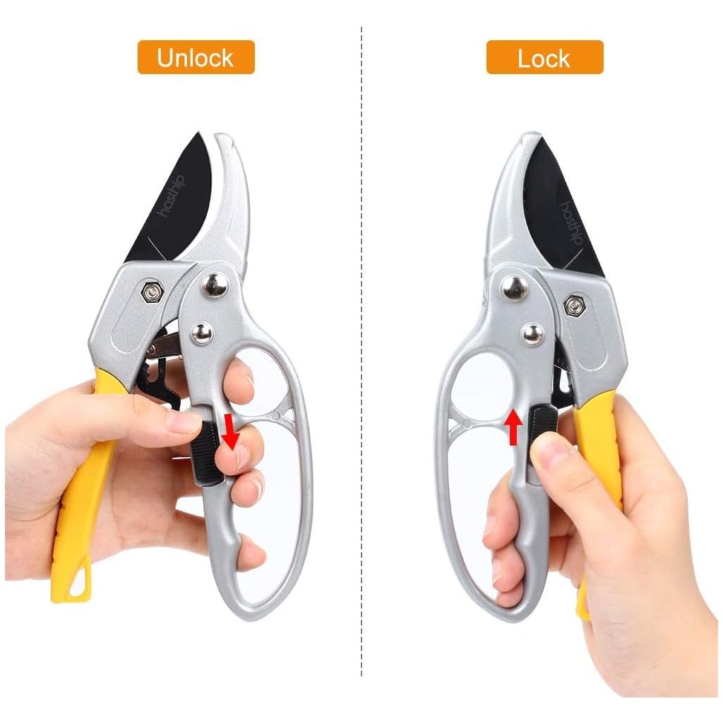 Professional Stainless Steel Garden Pruning Scissors – Sharp Garden Shears with Safety Lock