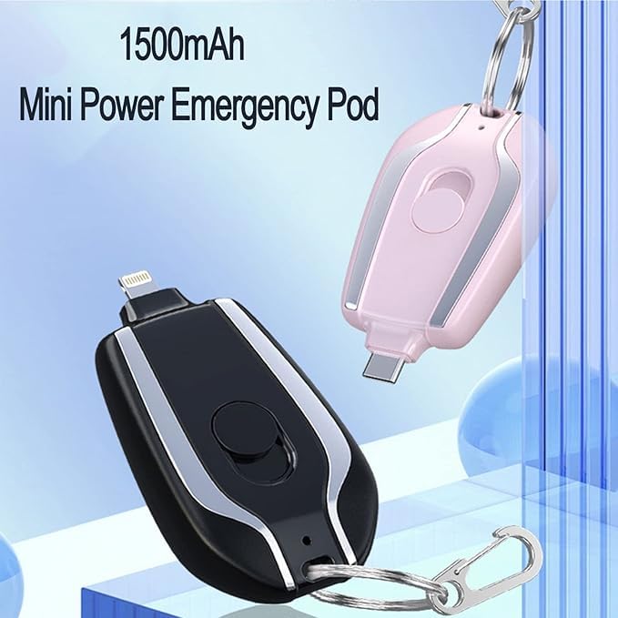 iPhone Keychain Portable Charger | 1600mAh Mini Emergency Power Bank