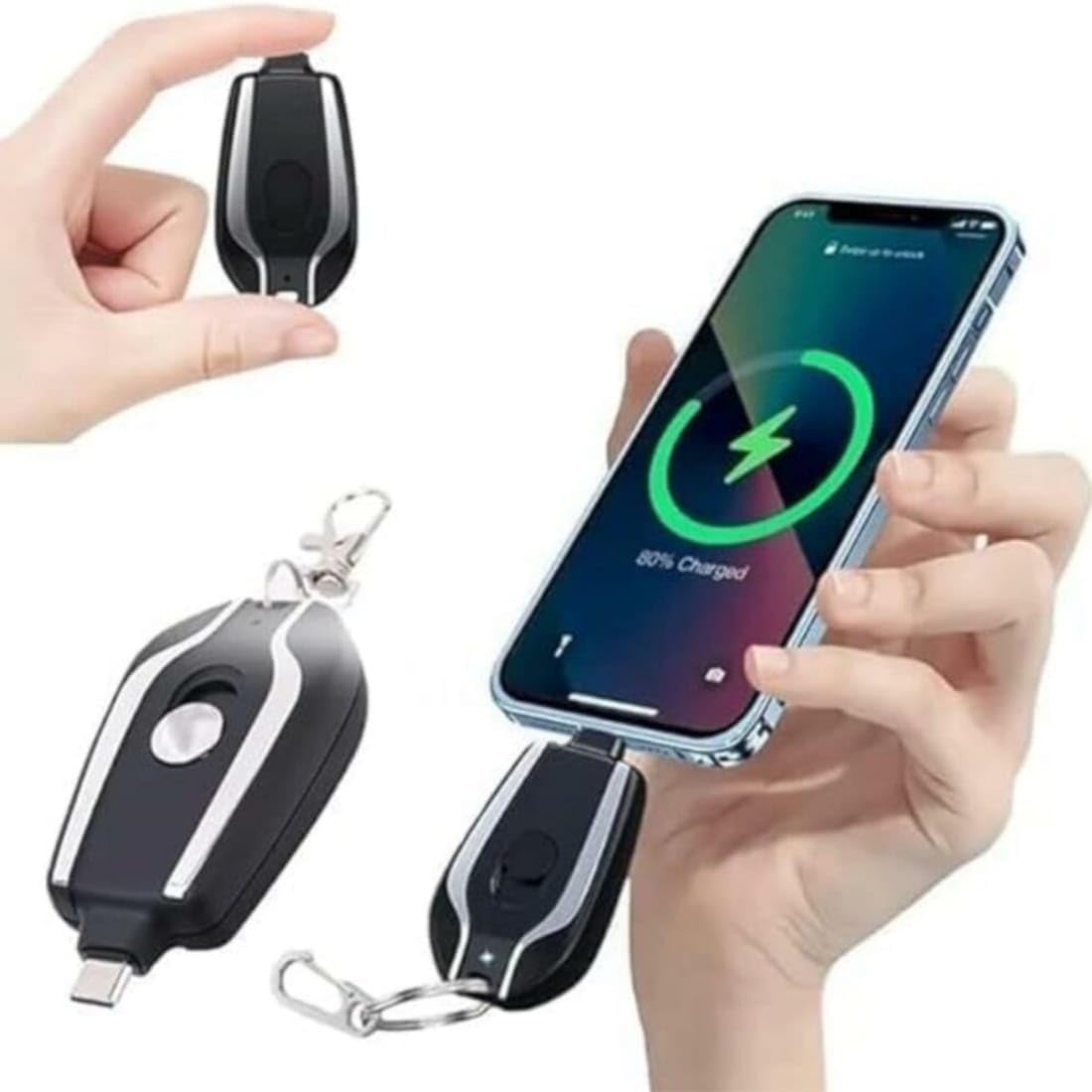 iPhone Keychain Portable Charger | 1600mAh Mini Emergency Power Bank