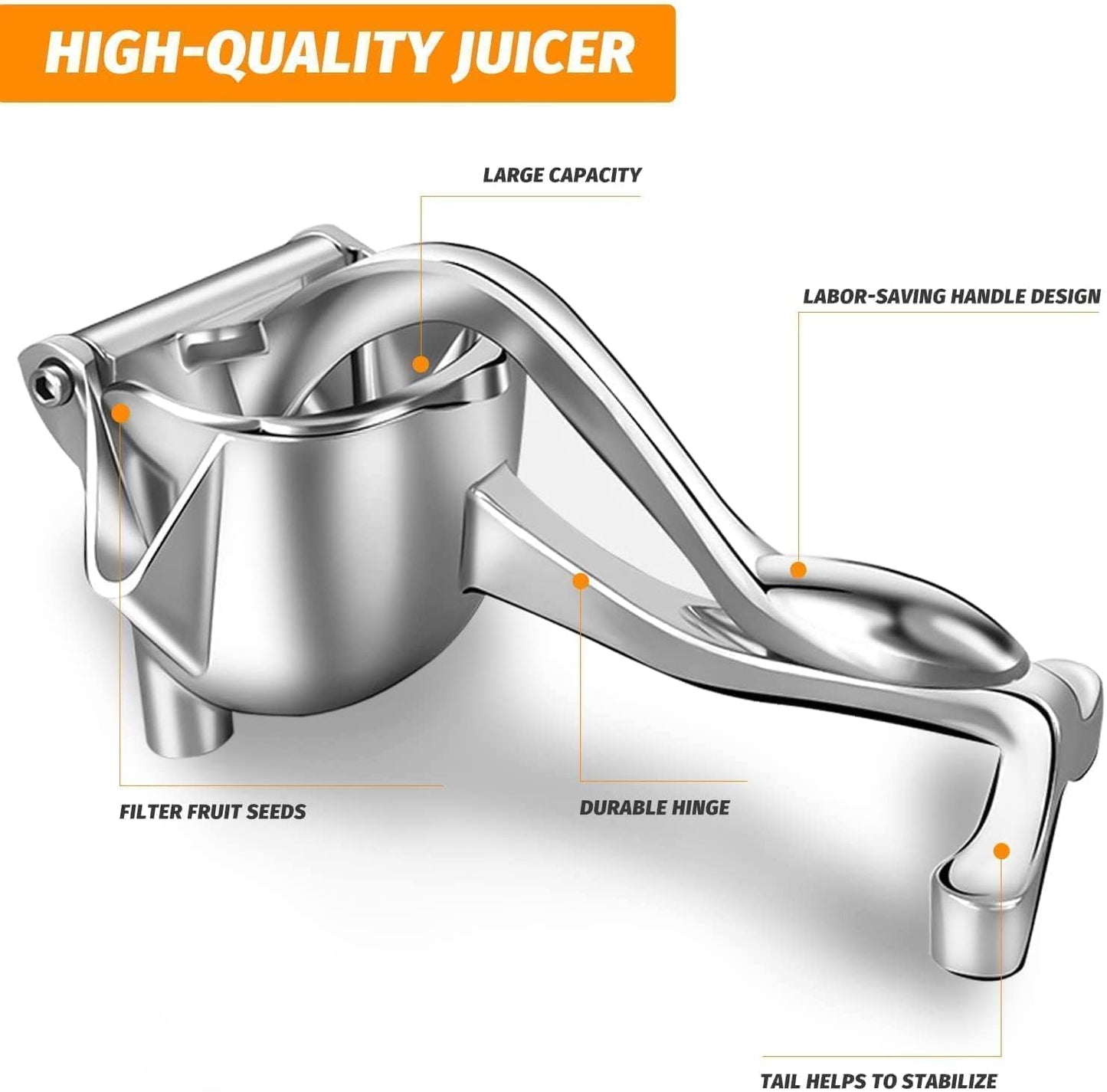 Hand Press Lemon Juicer | Heavy-Duty Aluminum Citrus Fruit Squeezer