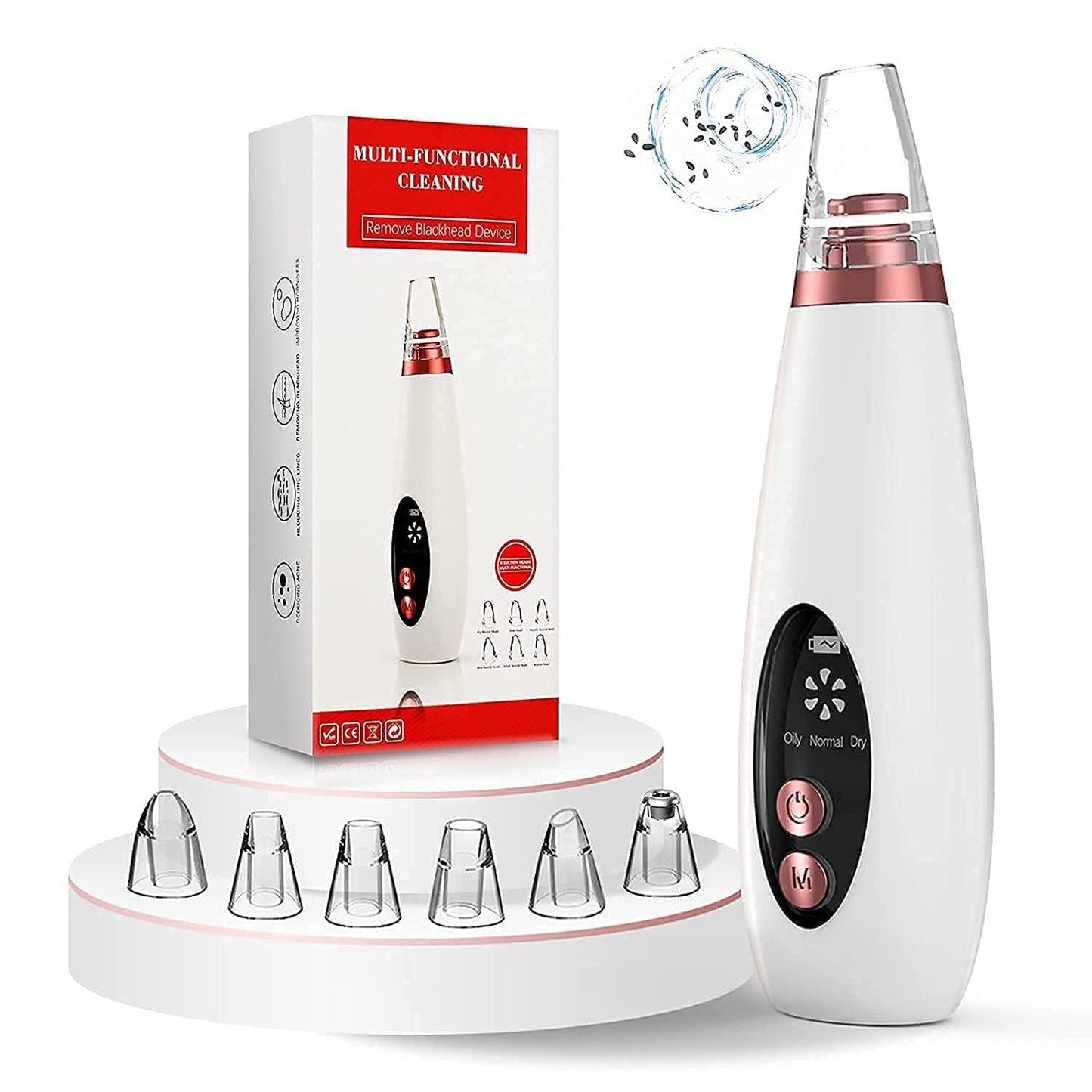 6-in-1 Blackhead Remover Vacuum | Electric Pore Cleaner & Acne Suction Tool (White) – CozyEdge