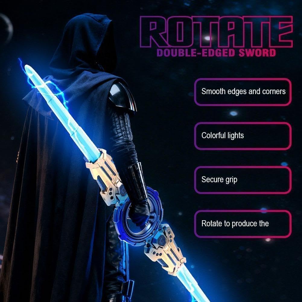 LED Light Saber Toy for Kids – Double-Edged Spin Sword with Sound