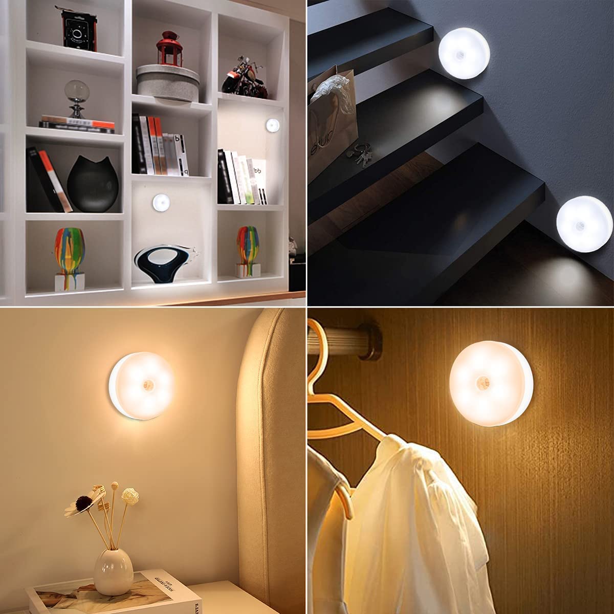 Wireless Motion Sensor Night Light | USB Rechargeable LED Wall Lamp for Home