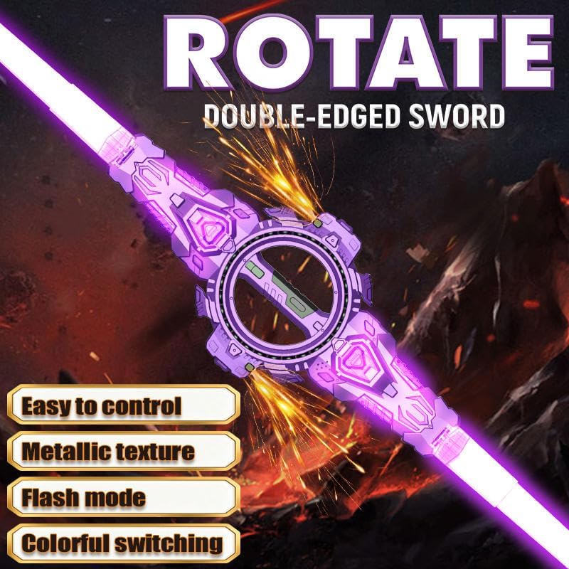LED Light Saber Toy for Kids – Double-Edged Spin Sword with Sound