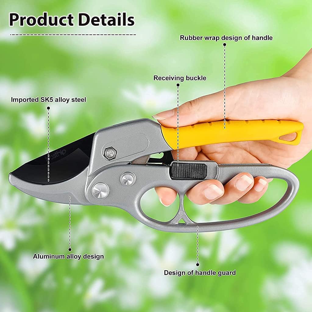 Professional Stainless Steel Garden Pruning Scissors – Sharp Garden Shears with Safety Lock