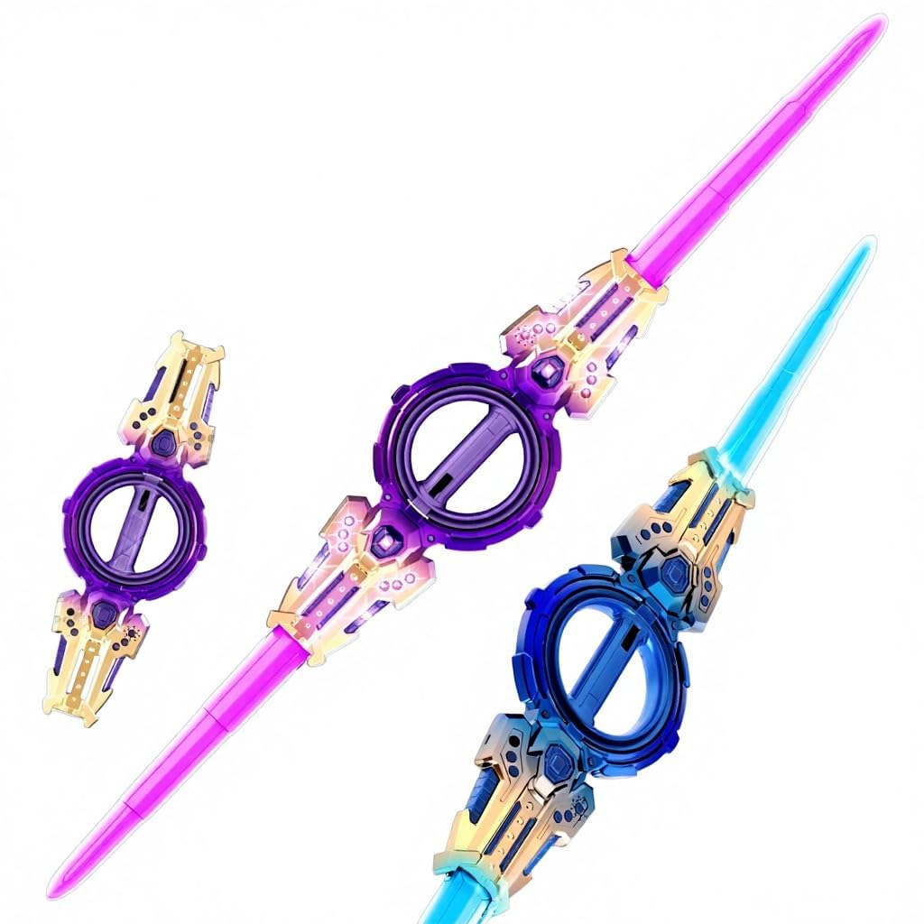 LED Light Saber Toy for Kids – Double-Edged Spin Sword with Sound