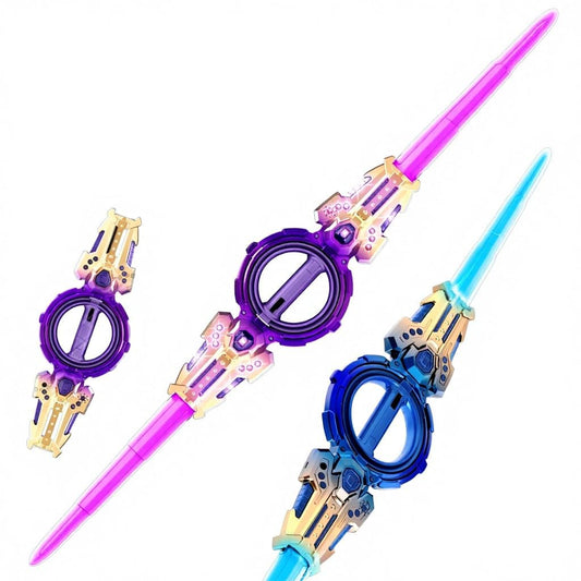 LED Light Saber Toy for Kids – Double-Edged Spin Sword with Sound