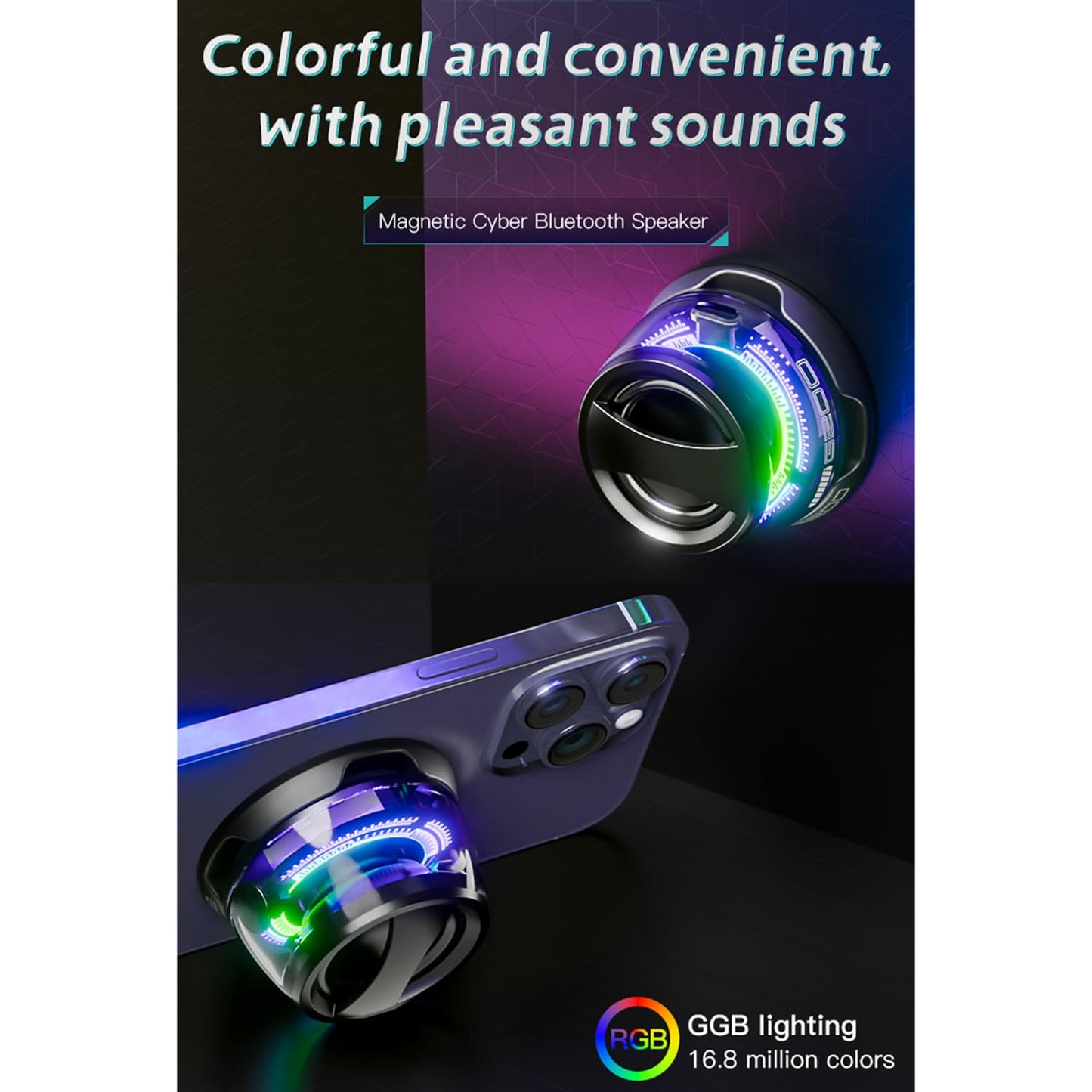 Magnetic Bluetooth Speaker | RGB Light, Phone Stand & 3D Surround Sound