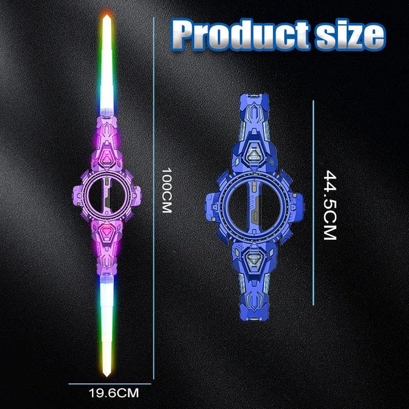 LED Light Saber Toy for Kids – Double-Edged Spin Sword with Sound