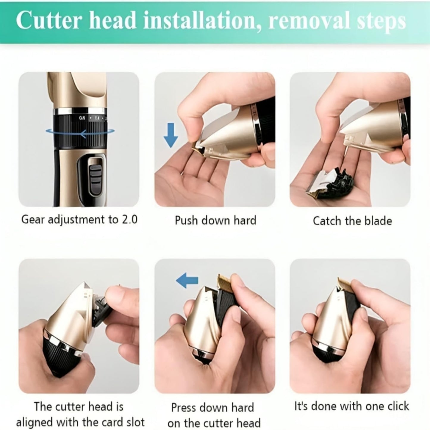 Cordless Pet Grooming Kit – Low Noise Rechargeable Dog & Cat Hair Trimmer with Titanium Blade