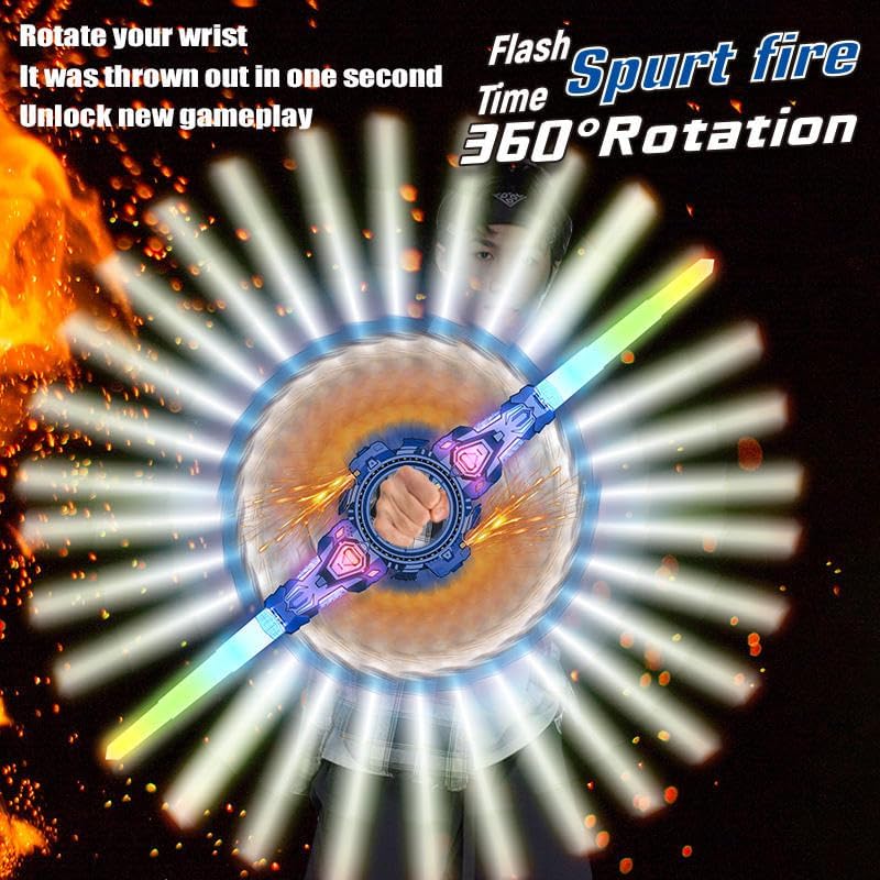LED Light Saber Toy for Kids – Double-Edged Spin Sword with Sound
