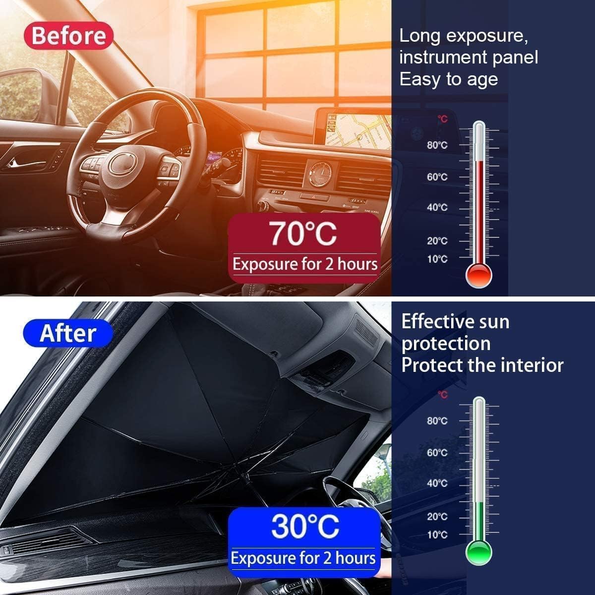 Foldable Car Windshield Sun Shade – UV & Heat Protection Cover
