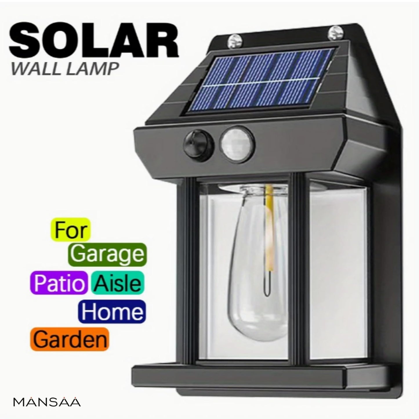 Solar Wall Light with Motion Sensor – 3 Lighting Modes Outdoor Security Lamp