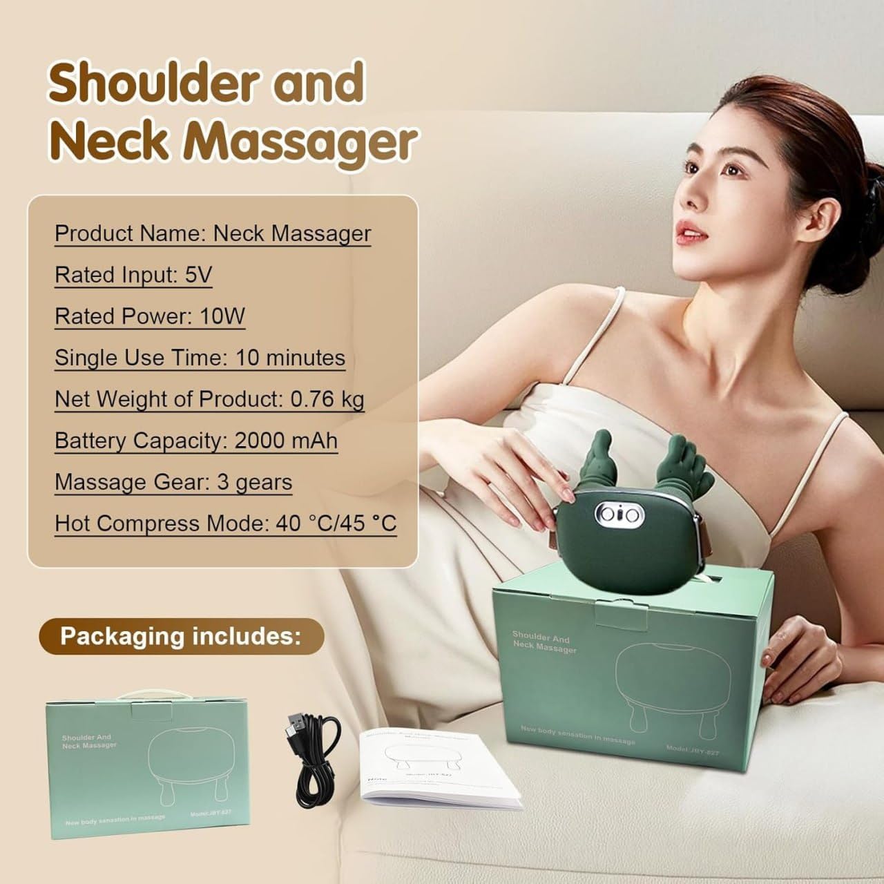 Electric Neck & Back Massager | Portable Cordless Body Massager for Pain Relief & Muscle Relaxation
