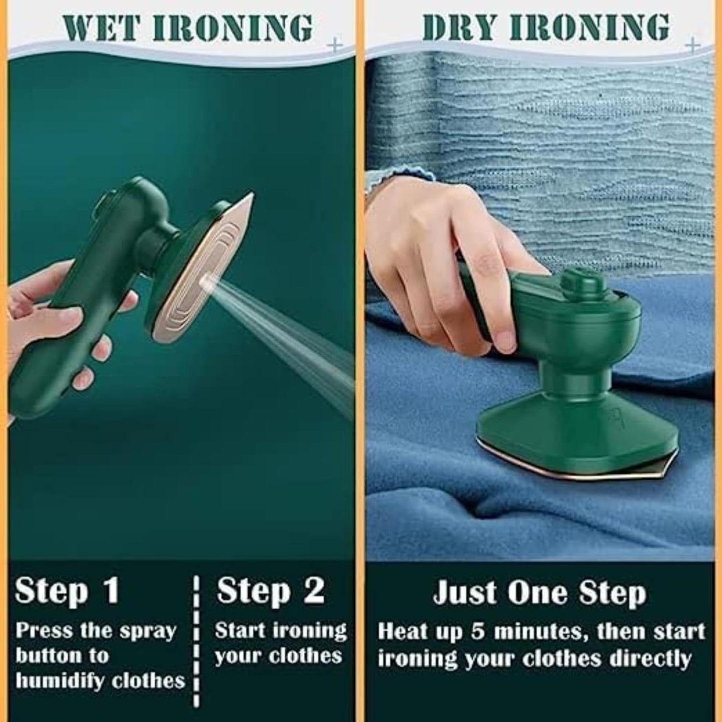 Portable Handheld Steam Iron | Mini Dry & Wet Garment Steamer for Home & Travel