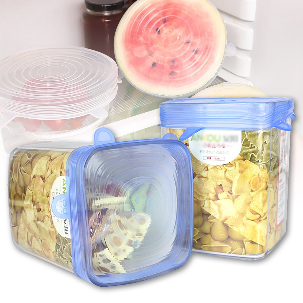 6-Piece Silicone Stretch Lids | Reusable Food Saver Covers for Bowls & Containers (Blue)
