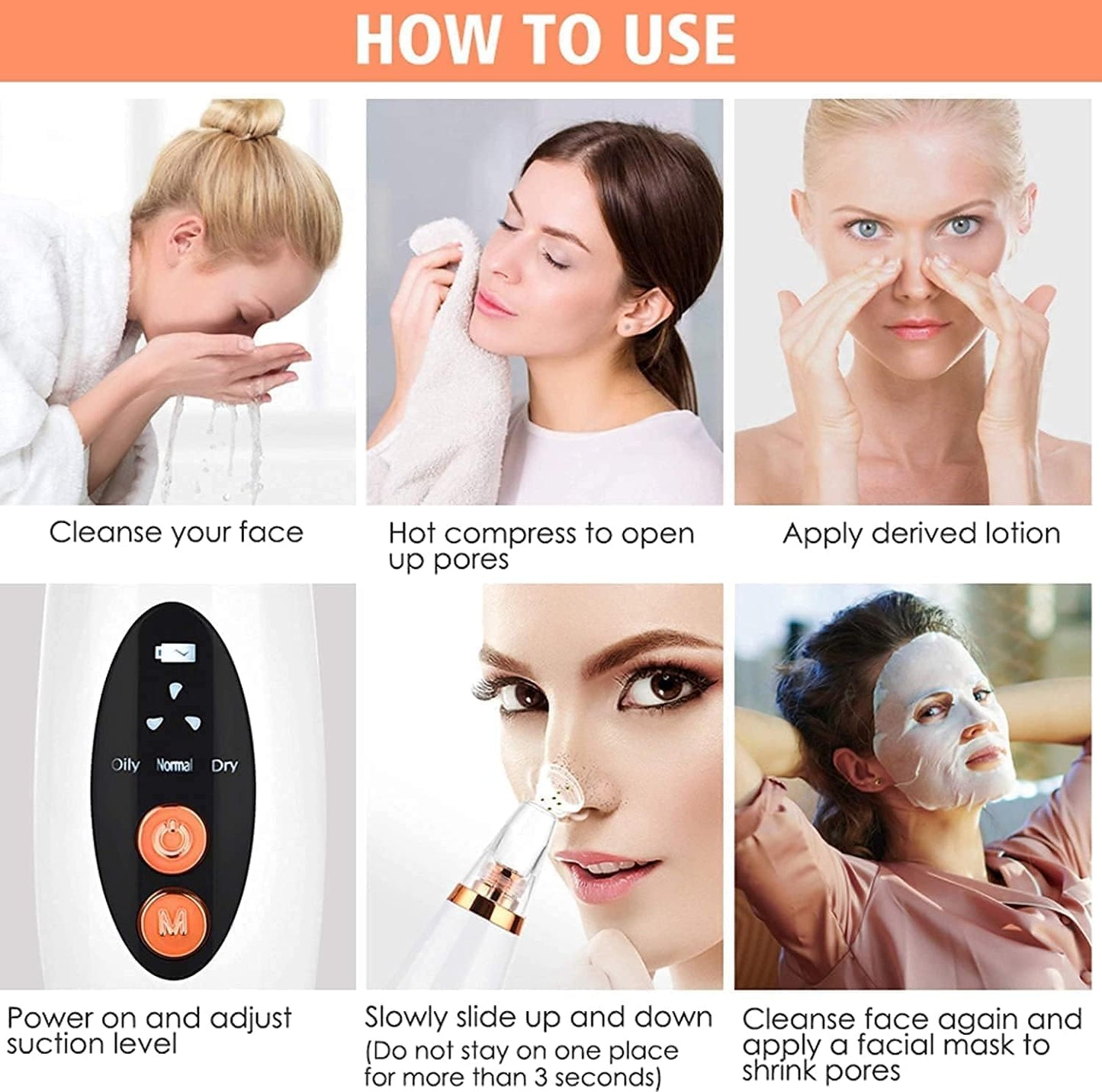 6-in-1 Blackhead Remover Vacuum | Electric Pore Cleaner & Acne Suction Tool (White) – CozyEdge