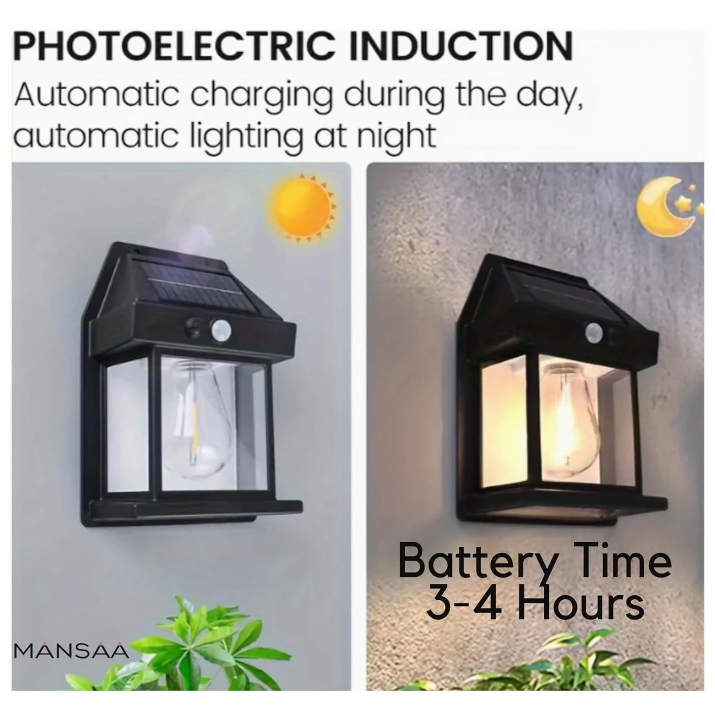Solar Wall Light with Motion Sensor – 3 Lighting Modes Outdoor Security Lamp