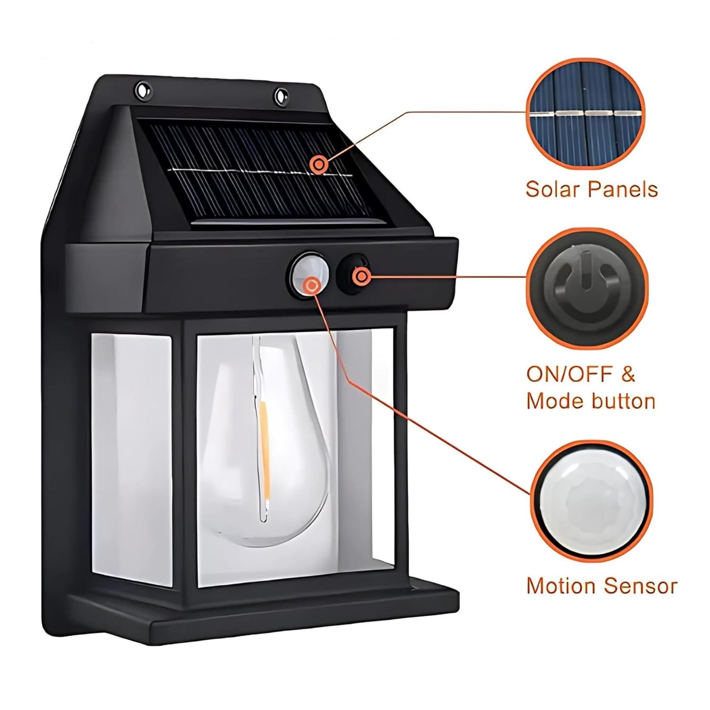 Solar Wall Light with Motion Sensor – 3 Lighting Modes Outdoor Security Lamp