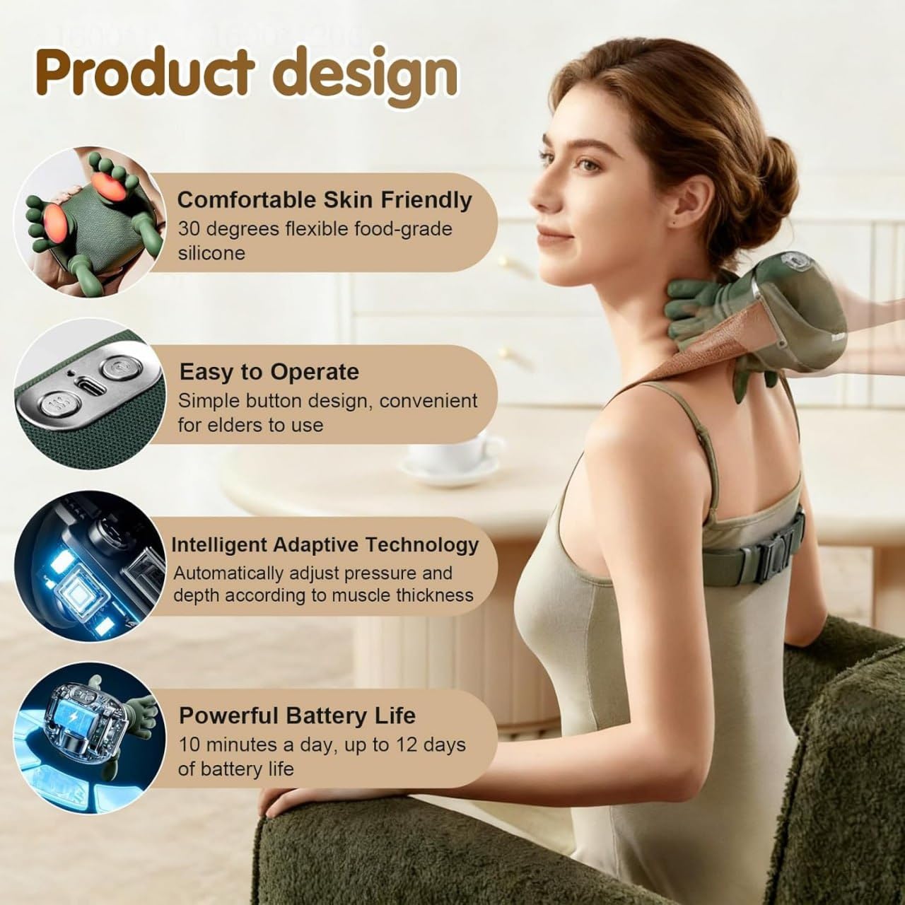 Electric Neck & Back Massager | Portable Cordless Body Massager for Pain Relief & Muscle Relaxation