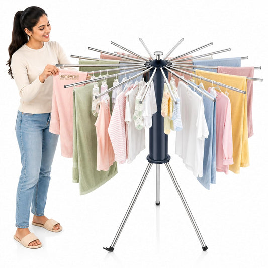 Foldable Tripod Clothes Drying Rack | 16-Rod Laundry Stand for Indoor & Outdoor Use