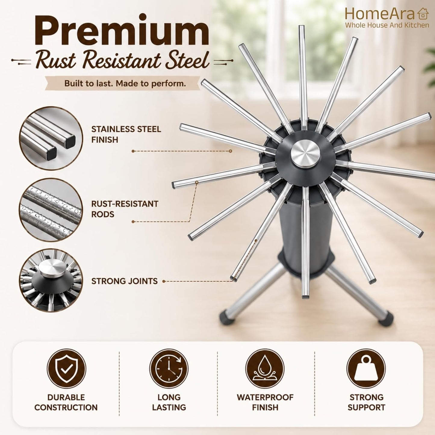 Foldable Tripod Clothes Drying Rack | 16-Rod Laundry Stand for Indoor & Outdoor Use