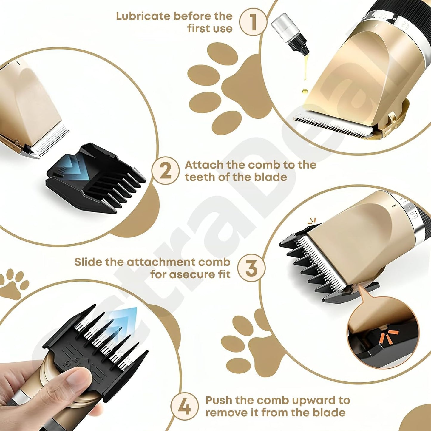 Cordless Pet Grooming Kit – Low Noise Rechargeable Dog & Cat Hair Trimmer with Titanium Blade