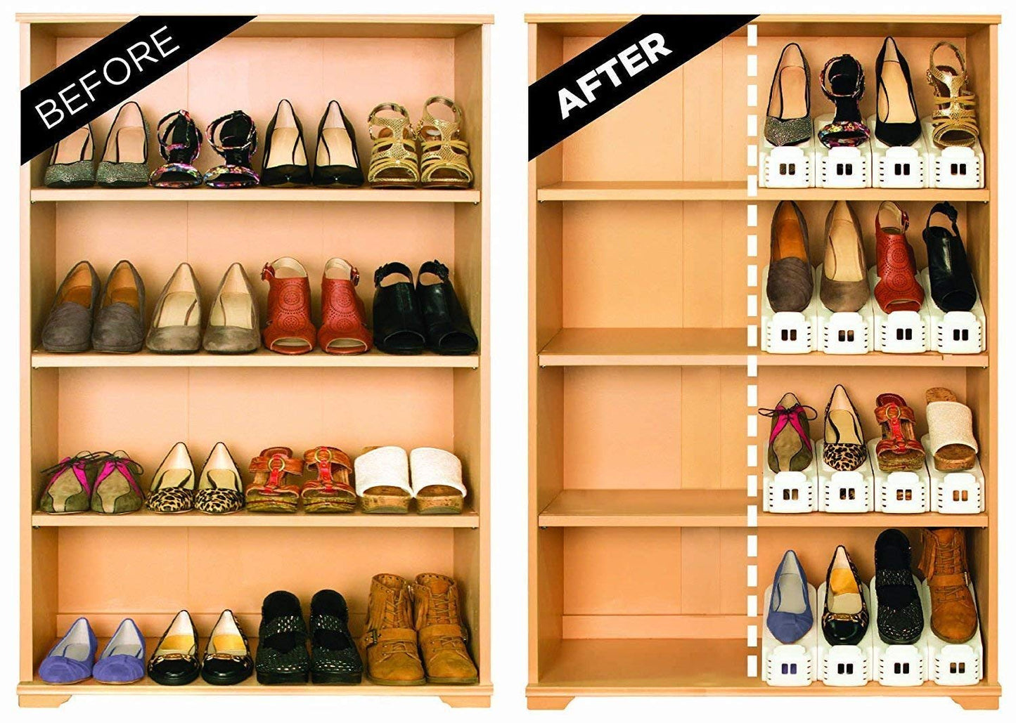 6-Piece Double Layer Shoe Rack Organizer | Space-Saving Adjustable Shoe Holders