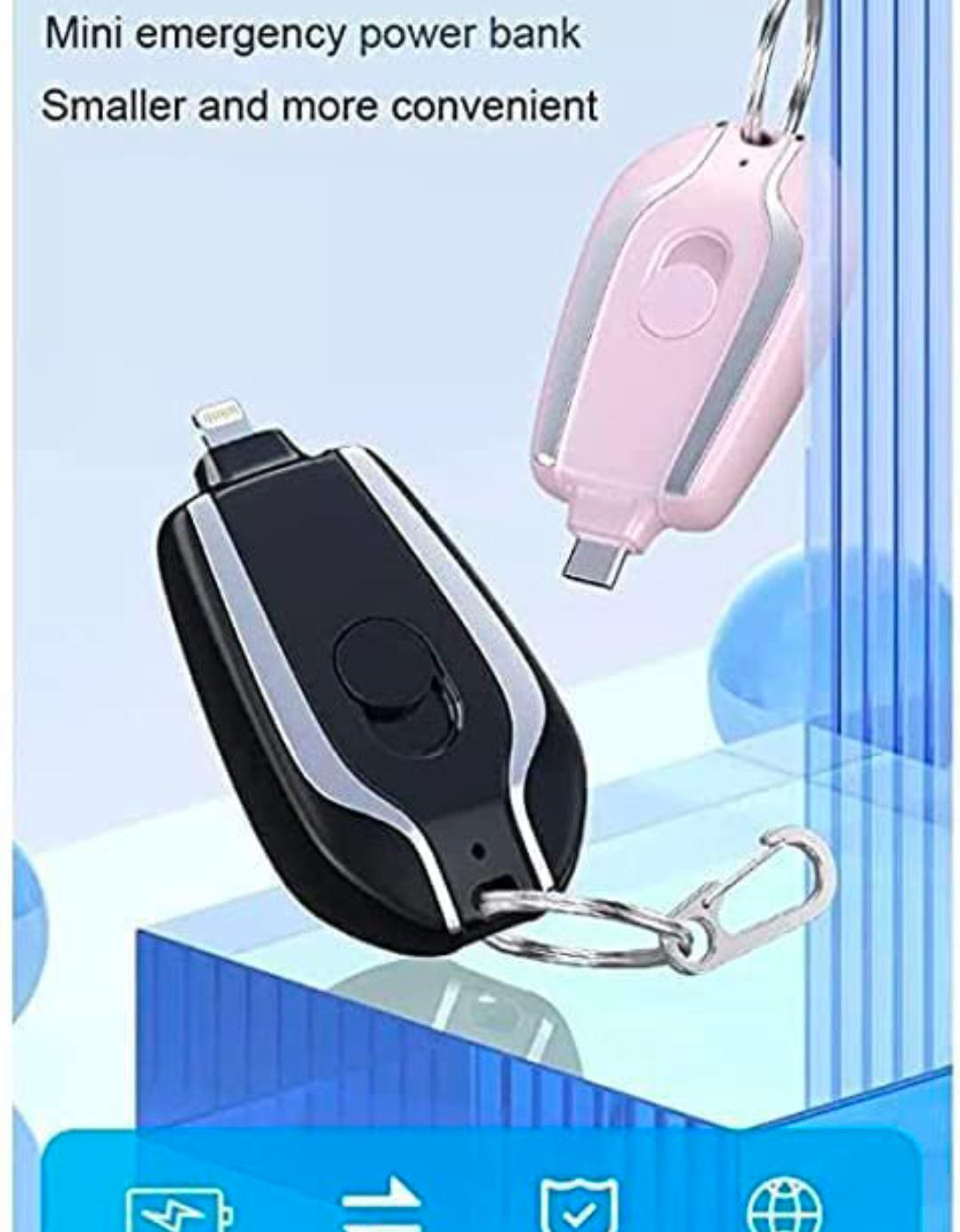 iPhone Keychain Portable Charger | 1600mAh Mini Emergency Power Bank