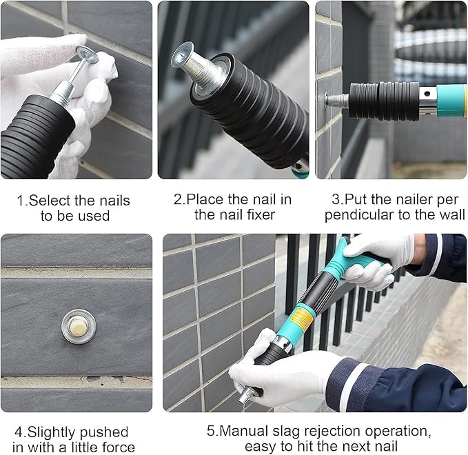 Portable Mini Nail Gun Kit with Nails | Concrete, Brick & Wood Fastening Tool